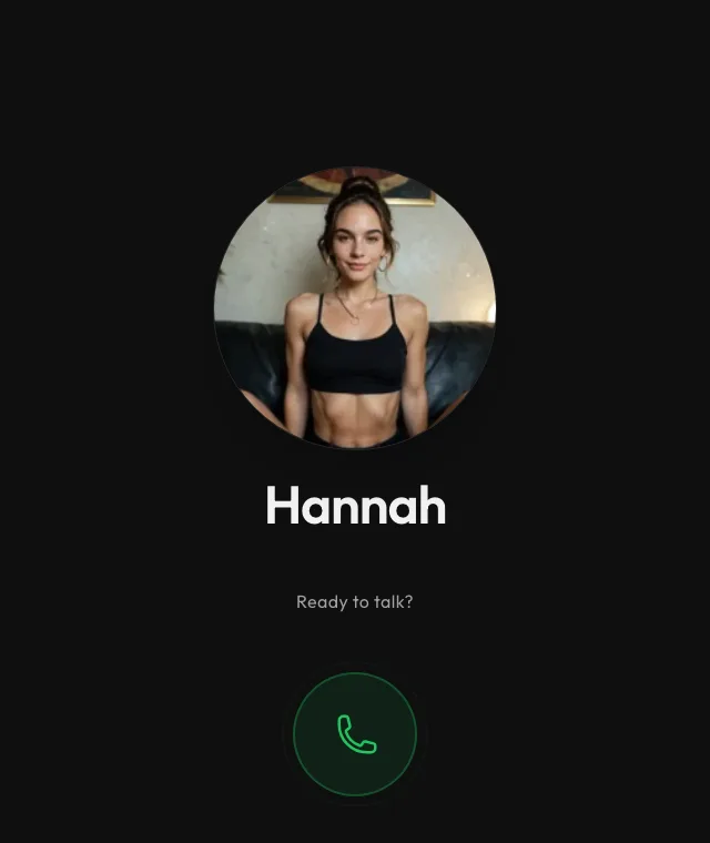 Tempteo call screen with a character avatar and call control